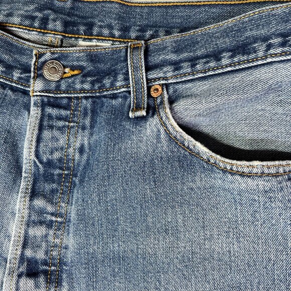 Levi's Men's 501 Blue Jeans Meas. 35x28.5" Button-Fly 100% Cotton Made in Mexico - Picture 3 of 16
